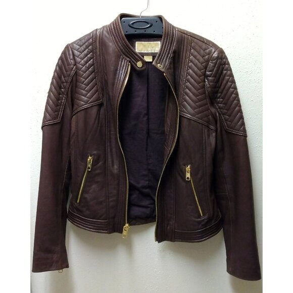 MICHAEL Michael Kors Women’s Brown 100% Leather Moto Jacket in Small - Picture 6 of 16